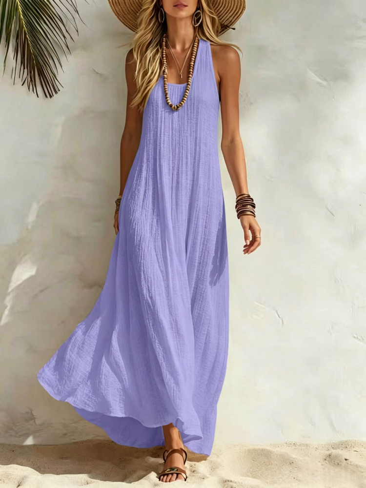 Sleeveless Crinkle Textured Maxi Dress