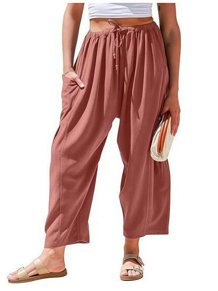 Casual Linen Blend Wide Leg Pants