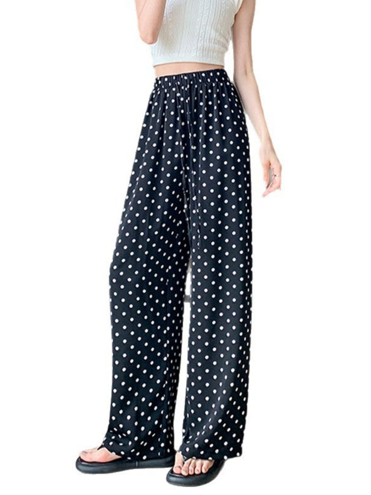 Gingham Drawstring Wide Leg Pants