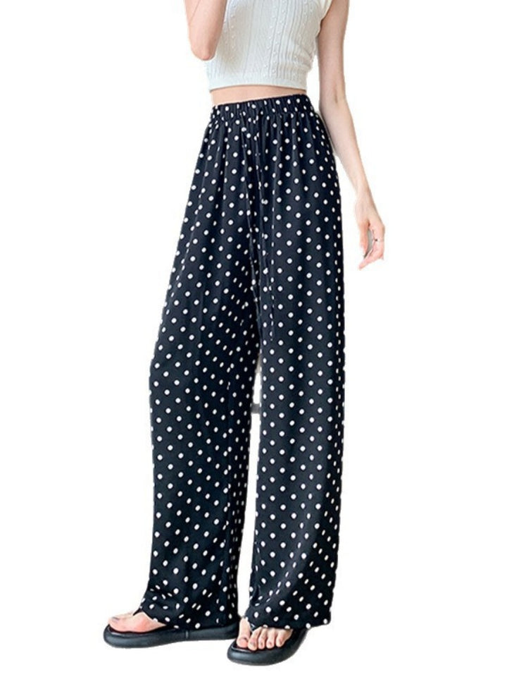Gingham Drawstring Wide Leg Pants