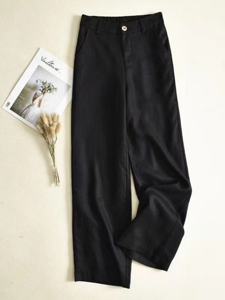 High Waisted Wide Leg Linen Pants