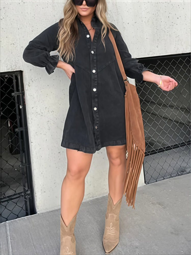 Washed Denim Shirt Dress
