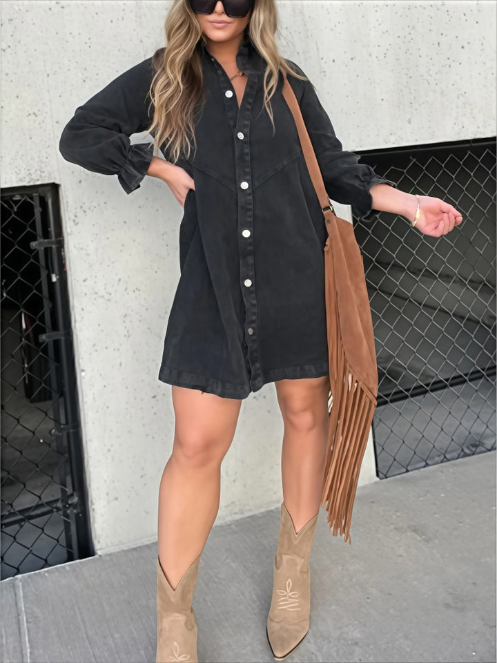 Washed Denim Shirt Dress