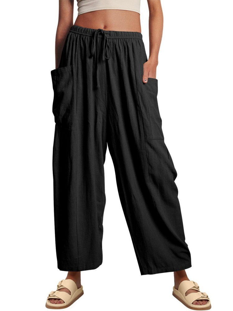Casual Linen Blend Wide Leg Pants