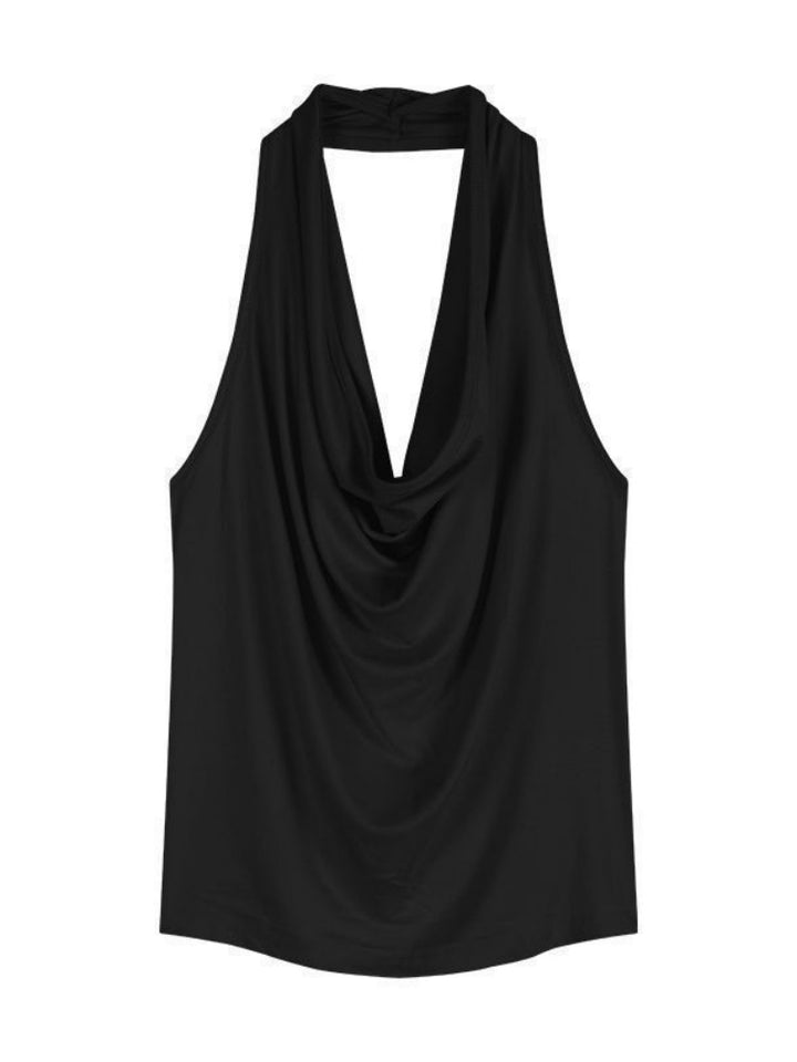 Draped Halter Cowl Neck Tank Top