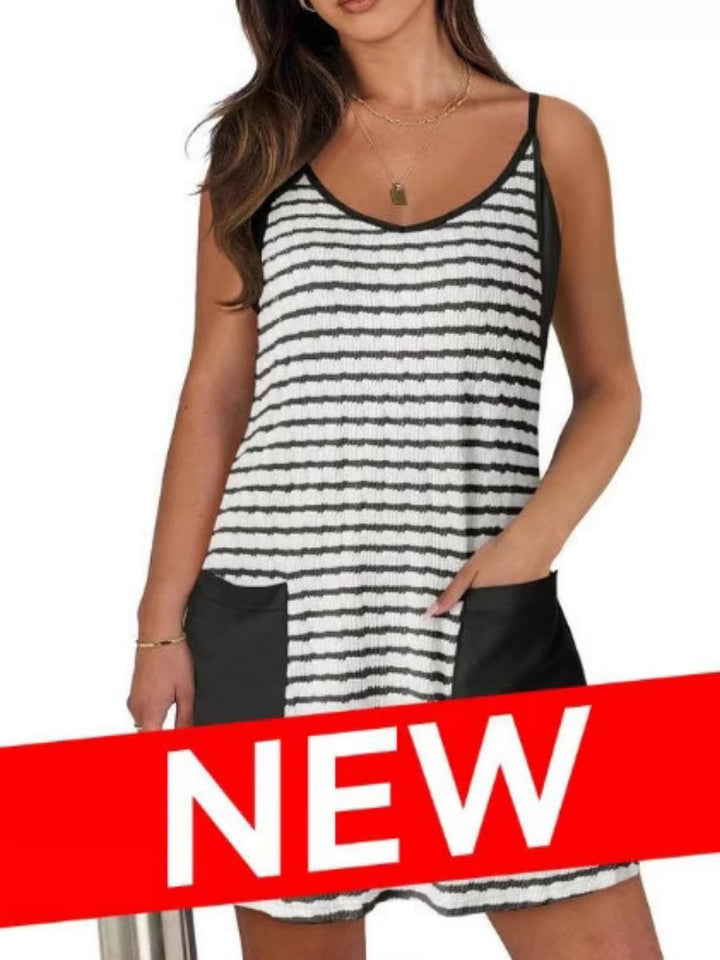 Striped Tankini Swim Dress with Shorts