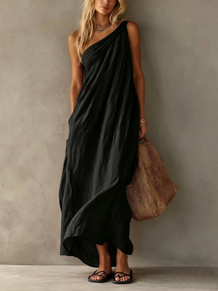 Asymmetrical One-Shoulder Maxi Dress