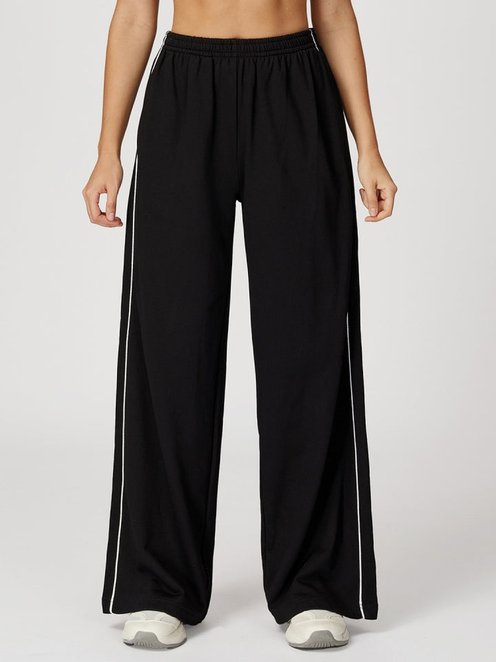 High Waist Striped Wide Leg Sweatpants