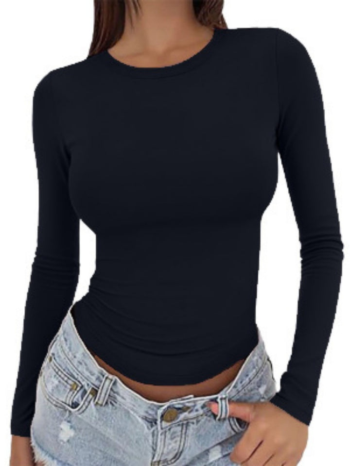 Fitted Long Sleeve Crew Neck Top