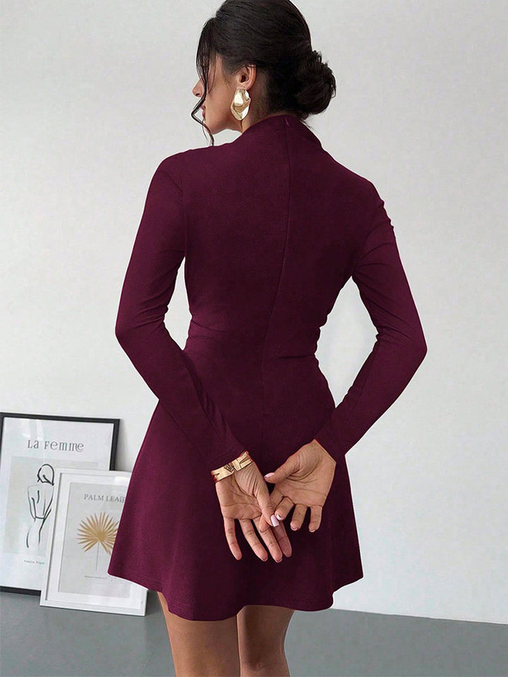 Mock Neck A-Line Dress