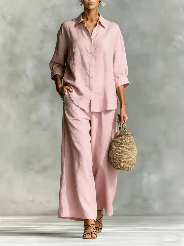 Shirt and wide-leg trousers set