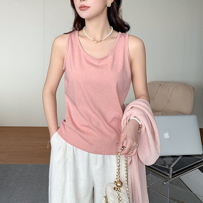 Soft Scoop Neck Loose Fit Cotton Tank Top