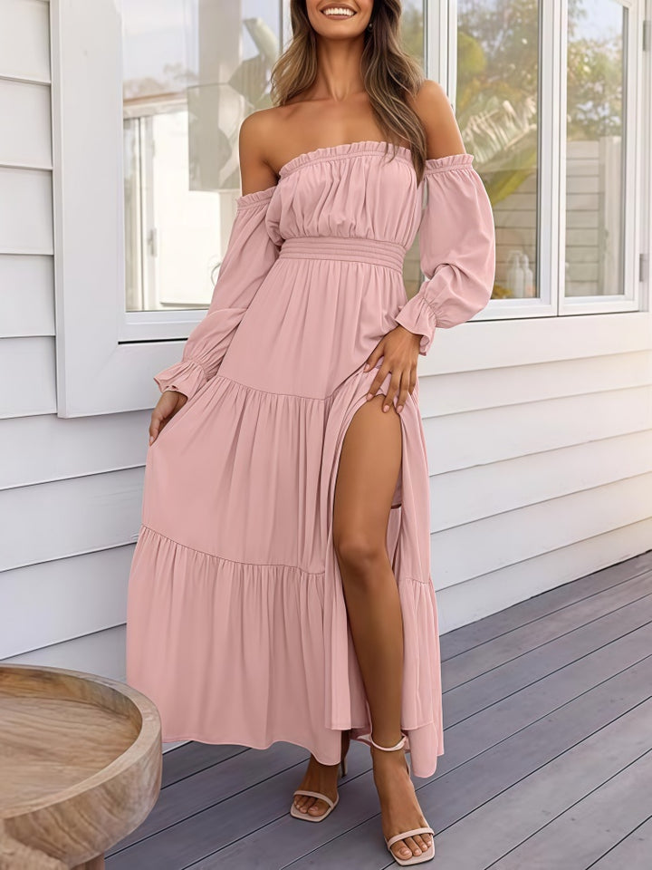 Off-Shoulder Long Sleeve Maxi Dress