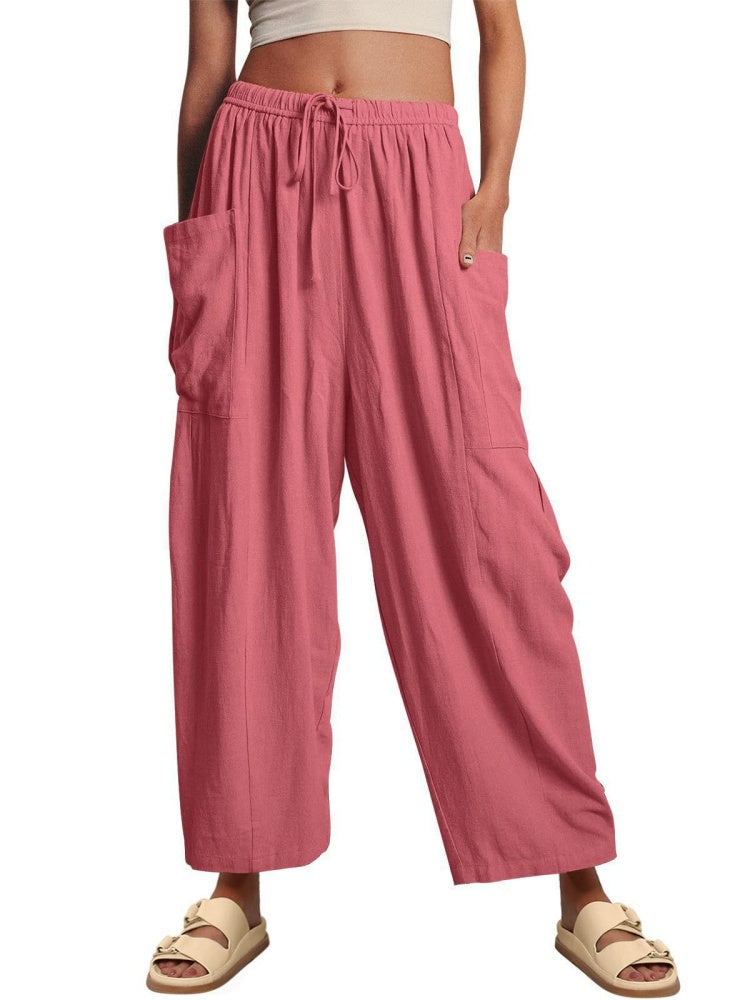 Casual Linen Blend Wide Leg Pants