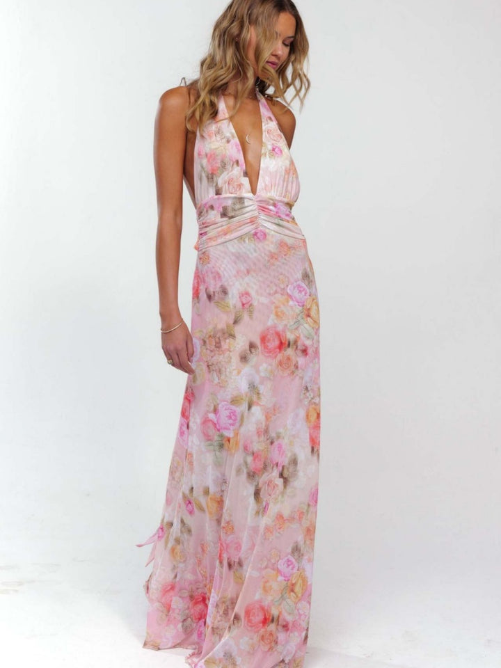 Polka Dot Halter Maxi Dress