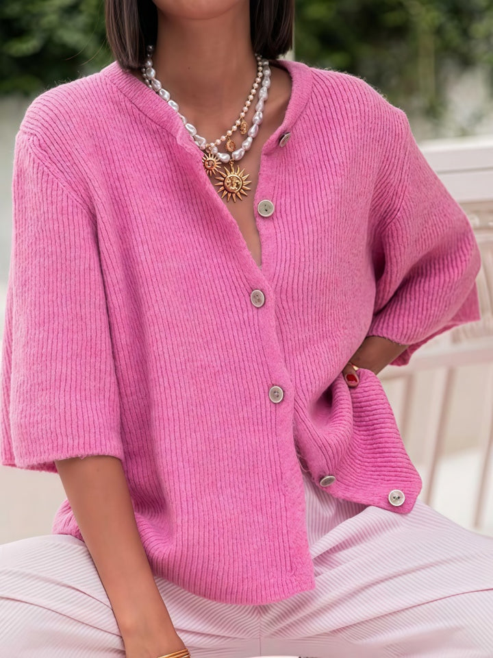 Short Sleeve Knit Cardigan