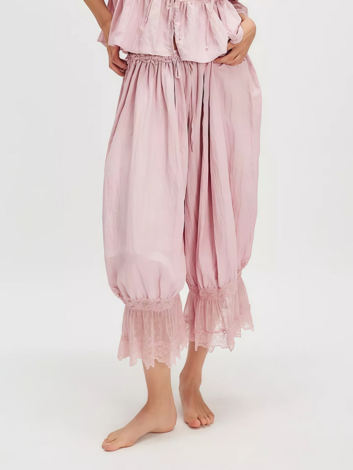 Lace Trimmed Loose-Fit Harem Pants