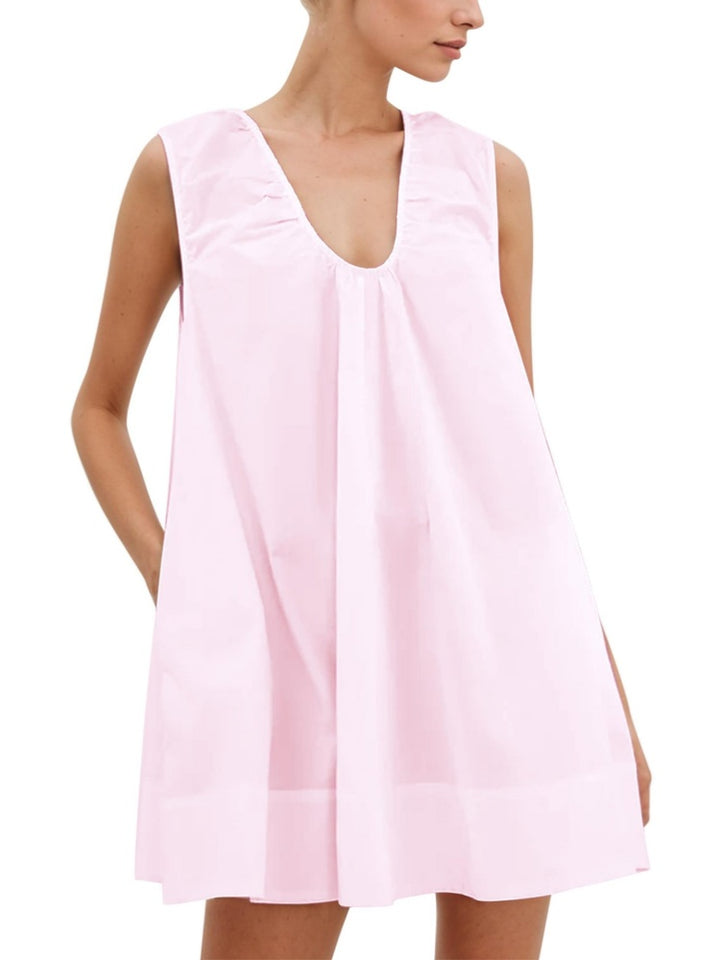 Casual V-Neck Swing Dress