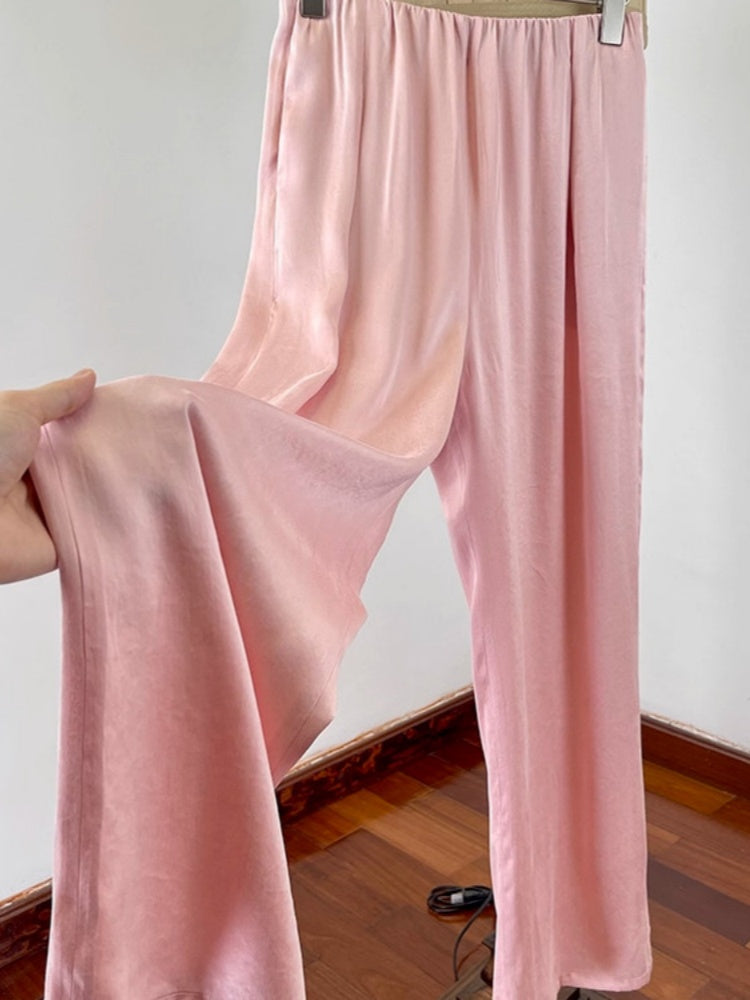 High Waisted Wide Leg Ice Silk Pants
