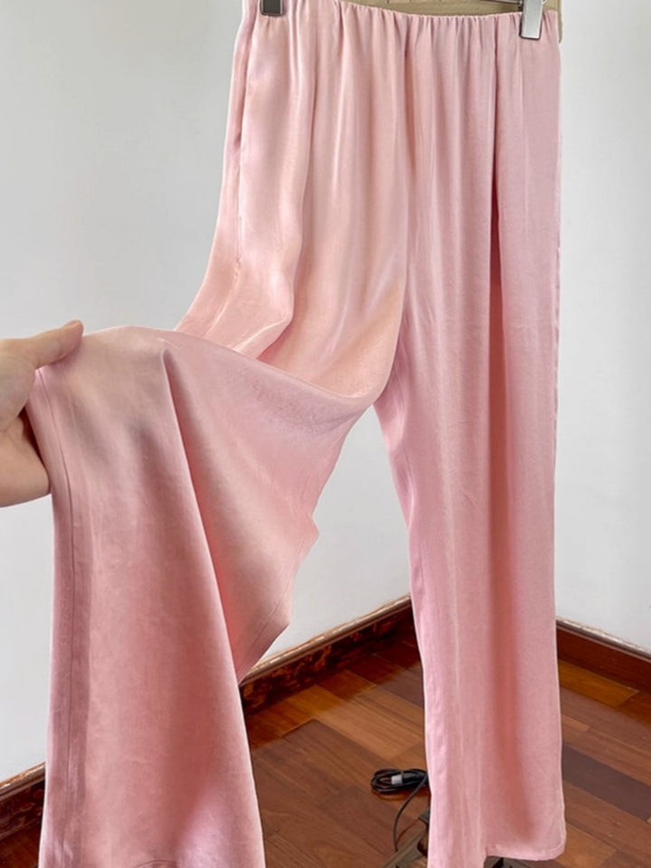 High Waisted Wide Leg Ice Silk Pants