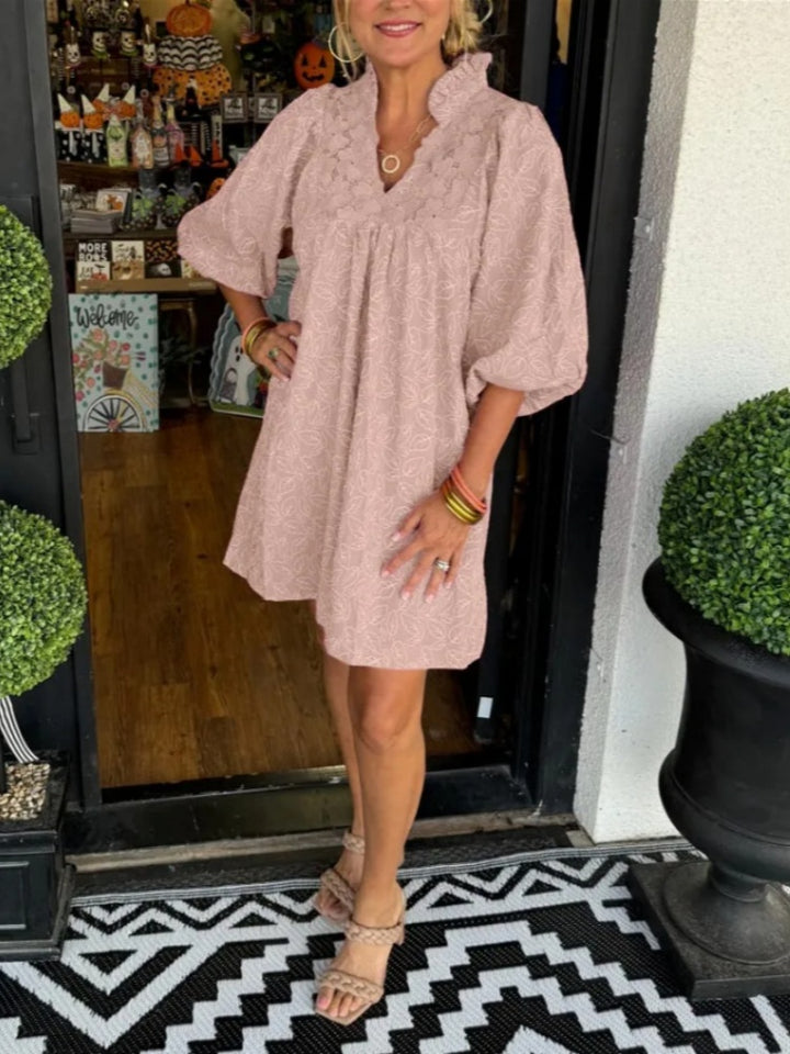 Puff Sleeve Flowy Casual Dress