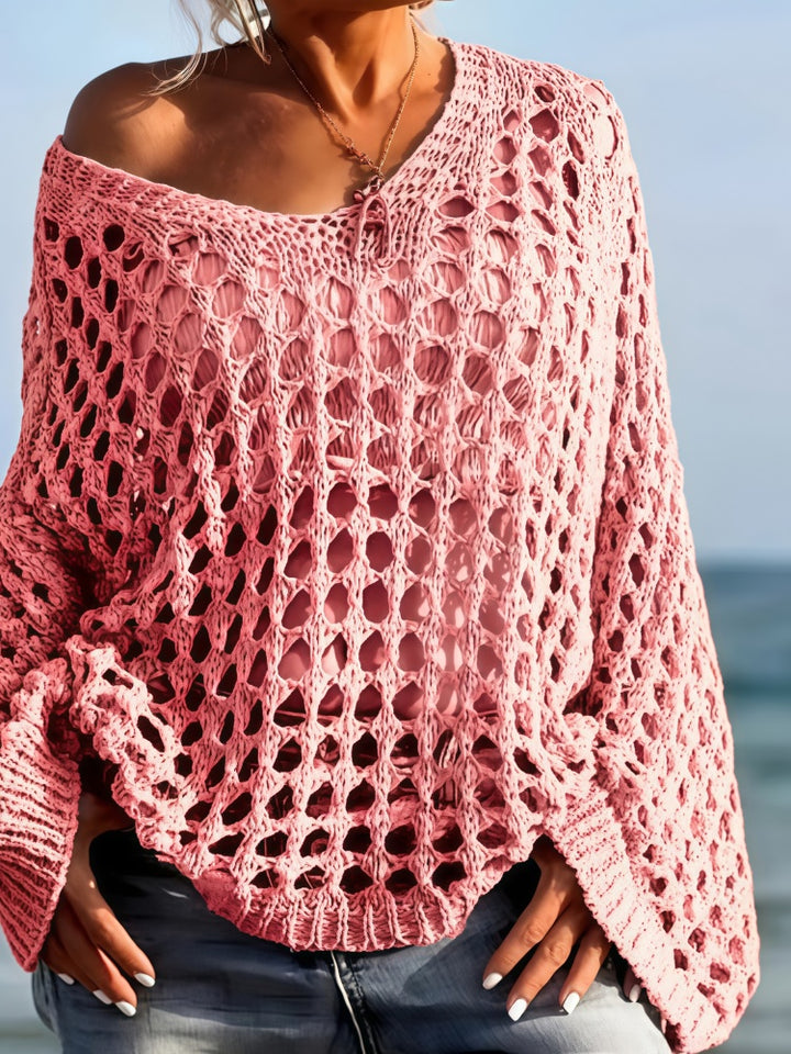 Loose Openwork Long Sleeve Sweater
