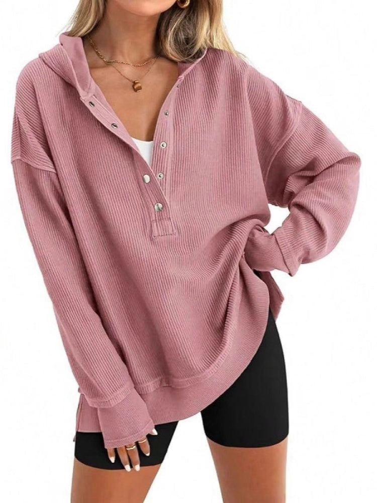 Waffle Knit Henley Hoodie