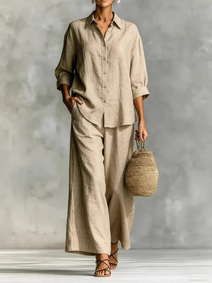 Shirt and wide-leg trousers set