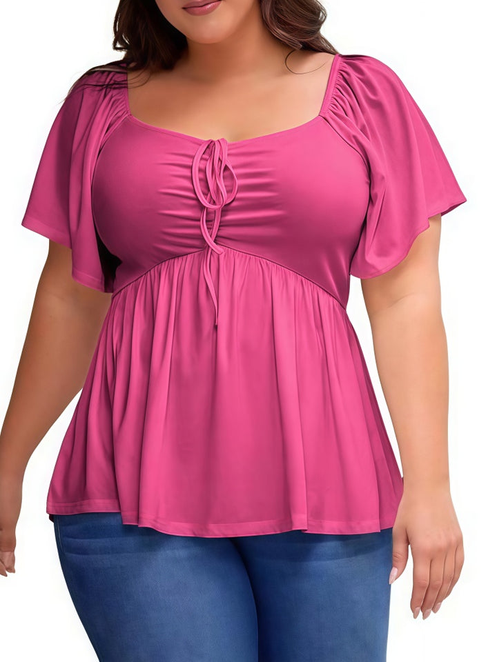 Summer Plus Size Raglan Sleeve Slim Waist T-Shirt