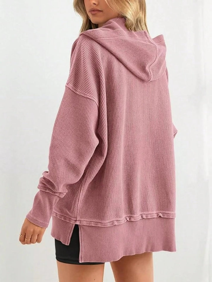 Waffle Knit Henley Hoodie