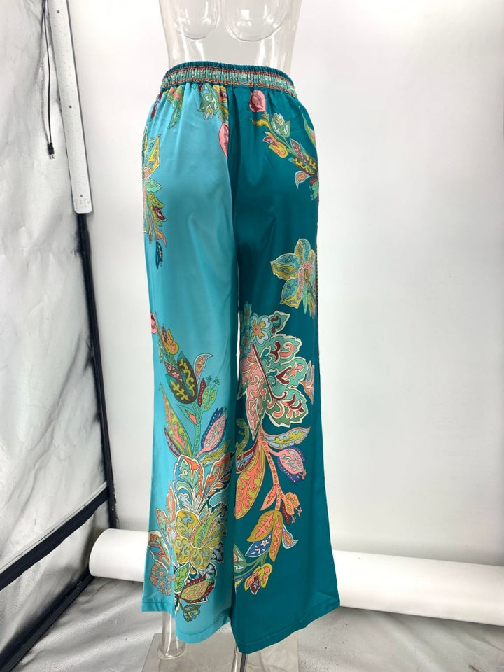Floral Print Satin Two-Piece Set