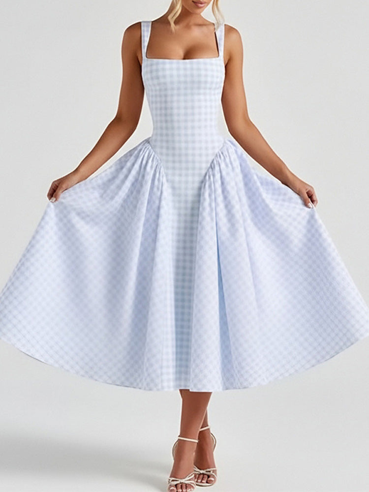 Polka Dot Square Neck Maxi Dress