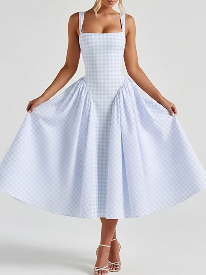 Polka Dot Square Neck Maxi Dress