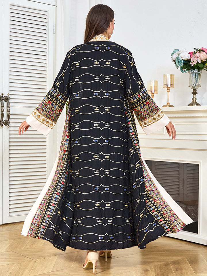 Embroidered Open-Front Abaya Kimono Set
