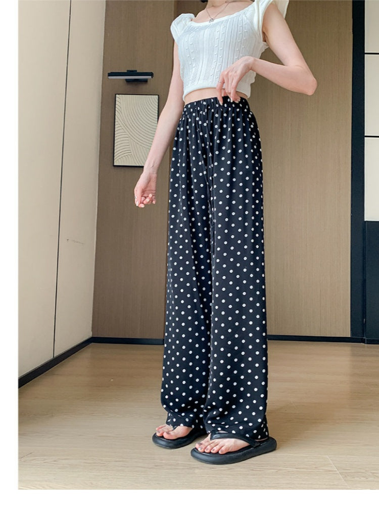 Gingham Drawstring Wide Leg Pants
