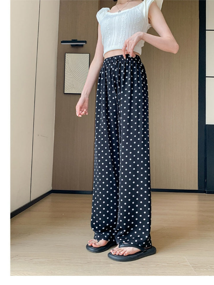 Gingham Drawstring Wide Leg Pants