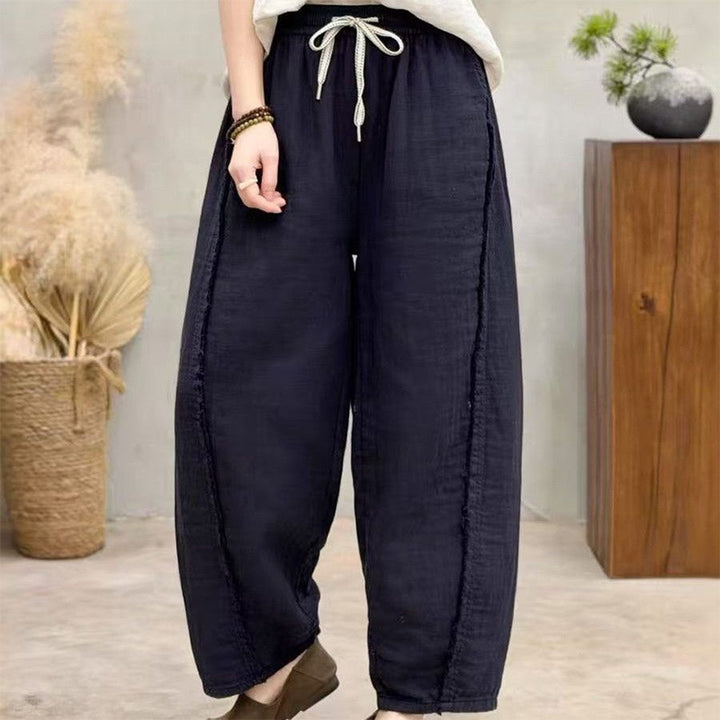 Retro drawstring curved blade style loose casual pants