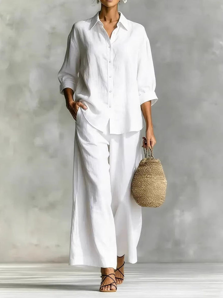 Shirt and wide-leg trousers set