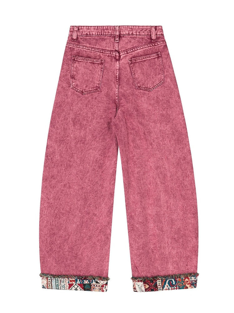 Bohemian Patchwork Barrel Jeans