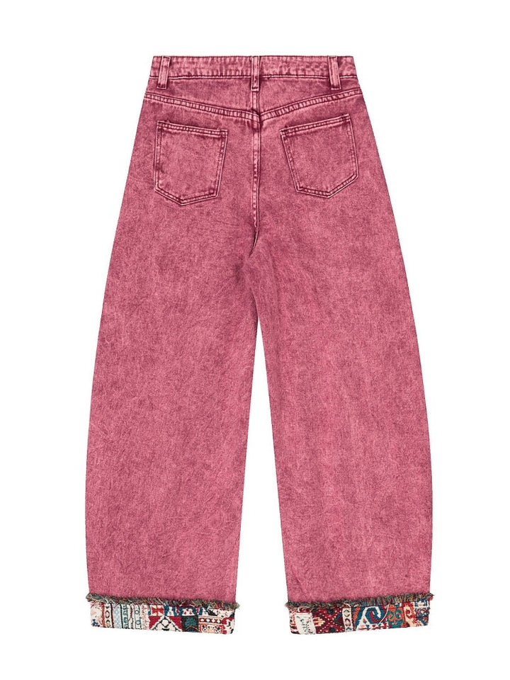 Bohemian Patchwork Barrel Jeans