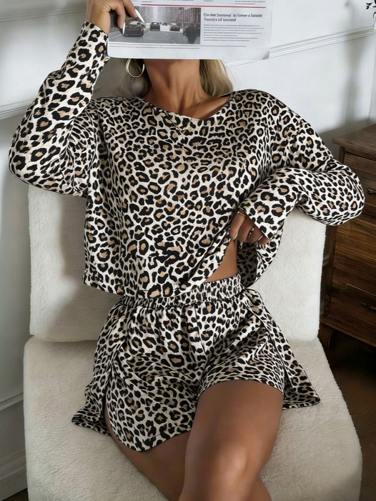 Leopard Print Milk Silk Loungewear Set