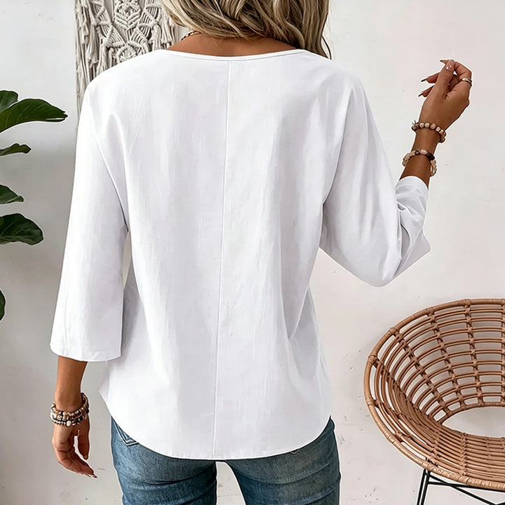 Casual solid color crew neck shirt