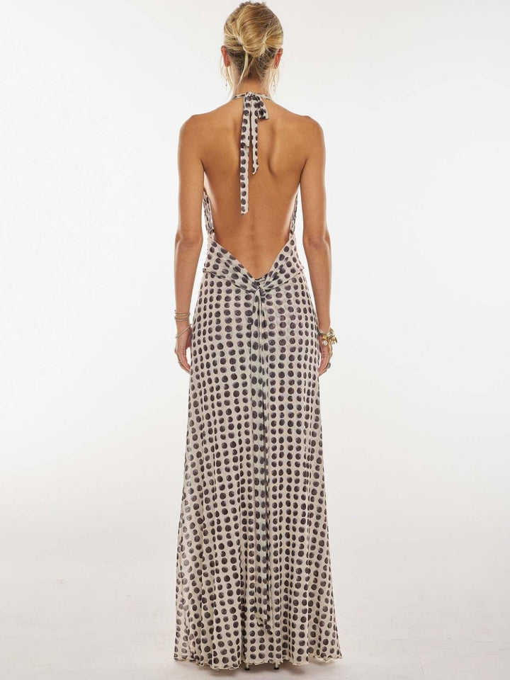 Polka Dot Halter Maxi Dress