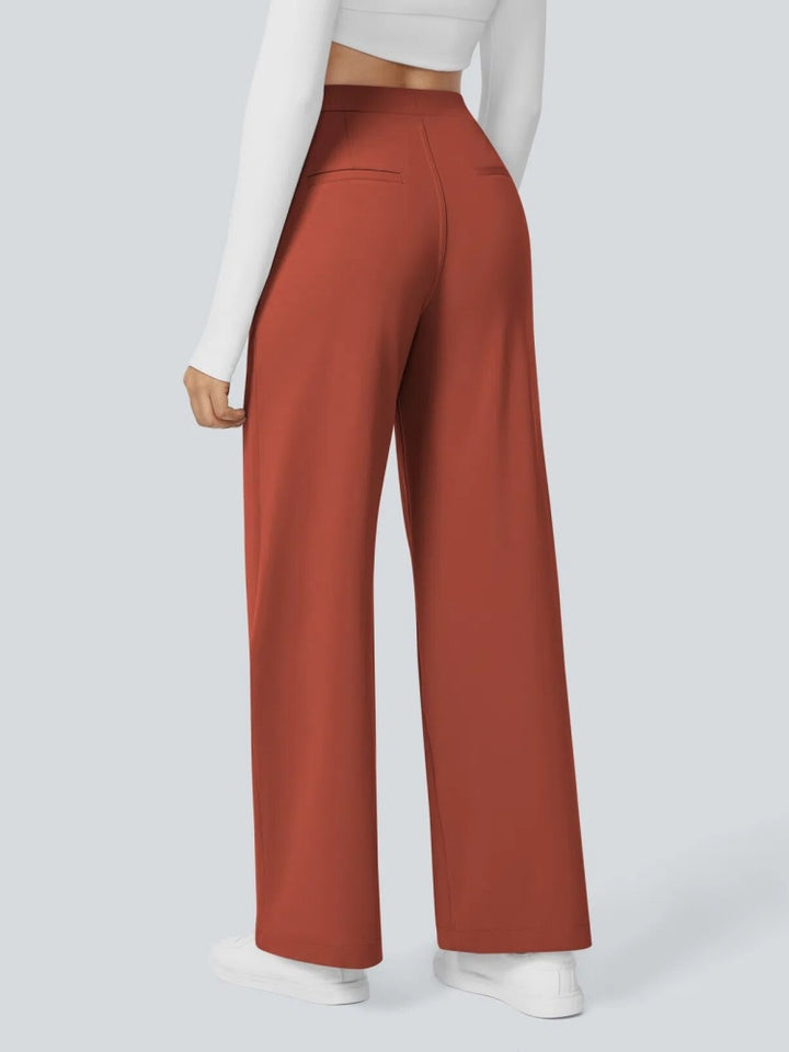 High Waisted Pleated Wide Leg Trousers