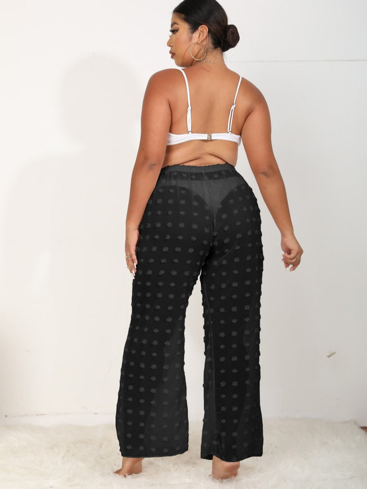 Sheer, three-dimensional chiffon beach wide-leg straight pants