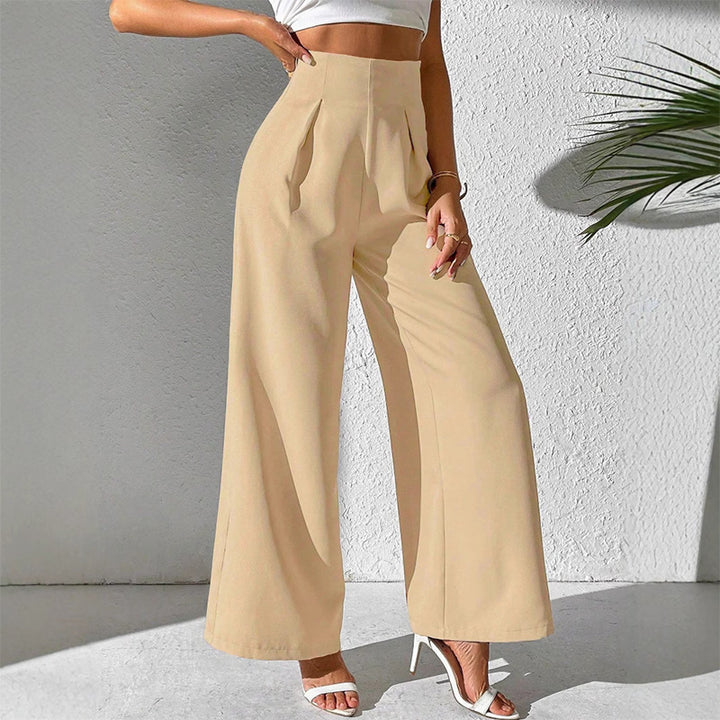 New solid color high-waisted wide-leg suit pants