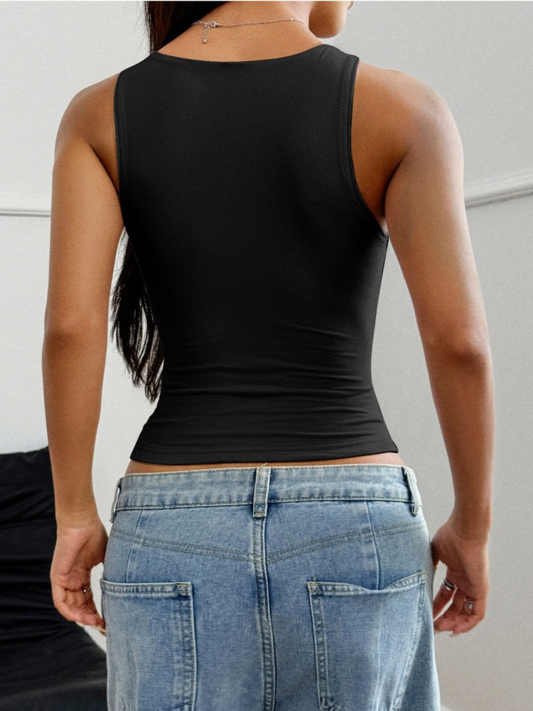 Fitted Square Neck Tank Top
