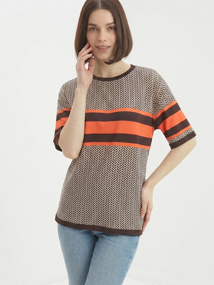Summer Color Block Fashion Short-Sleeve Top