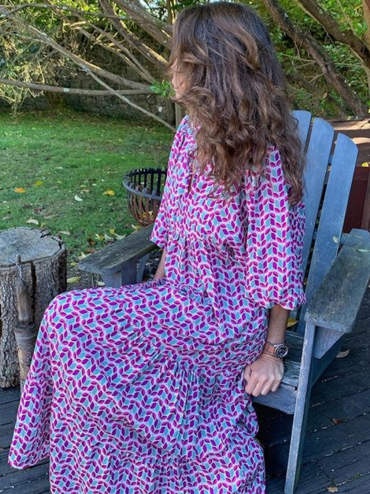 Puff Sleeve Tiered Maxi Dress