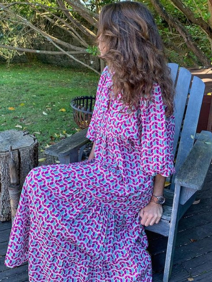 Puff Sleeve Tiered Maxi Dress